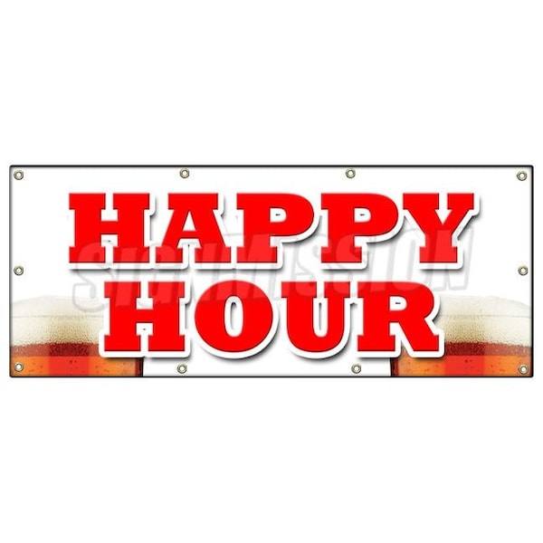 Signmission HAPPY HOUR BANNER SIGN all day 2 for 1 two for one beer cocktails drink B-96 Happy Hour - main